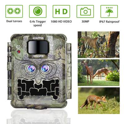 DC12V Dual Lens 1080P Wildlife Trail Camera 13MP CMOS No Glow Cam