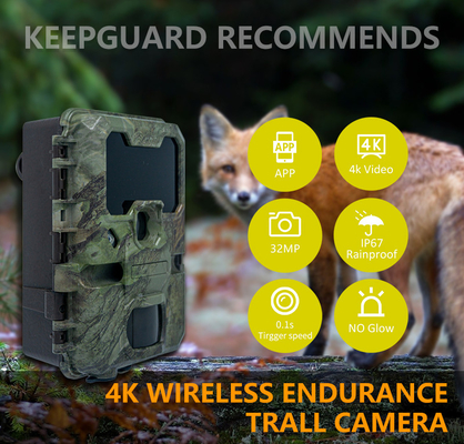 KW866 WIFI طريق الصيد للحياة البرية الكاميرا مقاومة للماء IP67 OEM / ODM 512GB تخزين بطاقة ذاكرة SD 32MP 4K سهلة الاستخدام