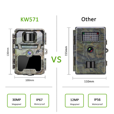 KW571 مصنع OEM ODM ميني كشافة الحياة البرية كاميرا تيميلابس تريل IP67 بدون ضوء CMOS مستشعر و SD ذاكرة رؤية ليلية