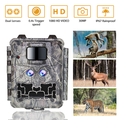 دعم المبيعات 39USD عدسة مزدوجة / جهاز استشعار مزدوج كاميرا لعبة الحياة البرية 30MP 1080P بدون ضوء 940nm مع مستشعر النهار والليل