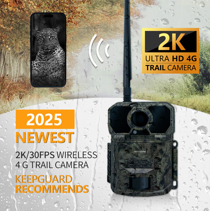2024 أحدث كاميرا تجريبية لاسلكية 4G KW896 30MP 0.15s سرعة الزناد 100ft نطاق ليلي